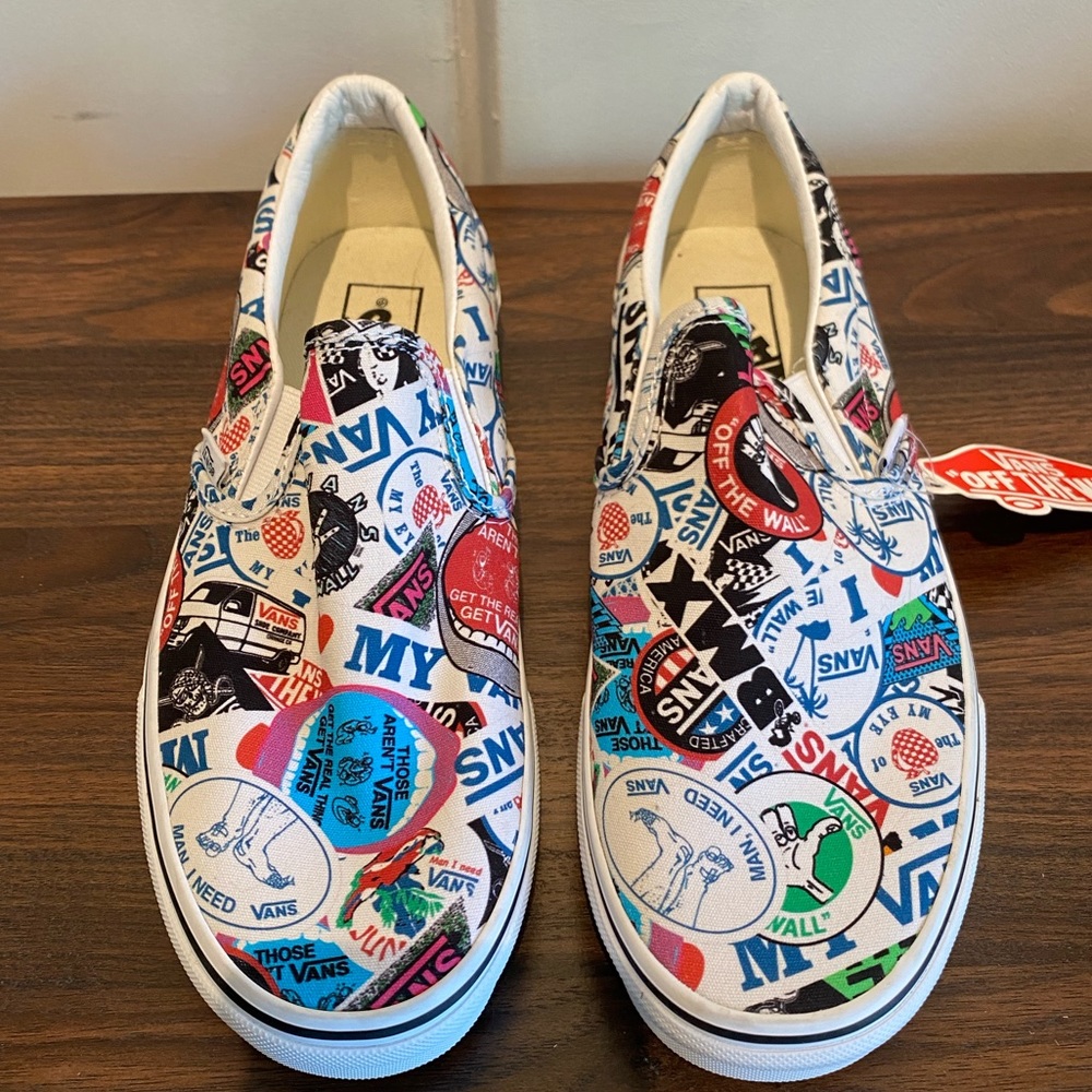 Vans Slip Ons Sticker Mash-Up. NWT. US Men 8/ Women 9.5